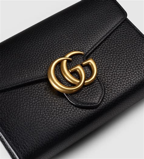 gucci marmont black wallet on chain